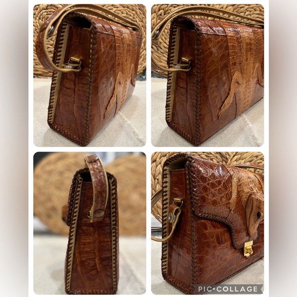 ✨VTG✨ 1950's Tourist Trade Alligator Purse Handbag w Taxidermy Baby Alligator - Picture 3 of 16